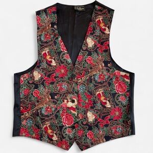 Vintage Ginger Propper For Two Blondes New York Christmas Print Vest